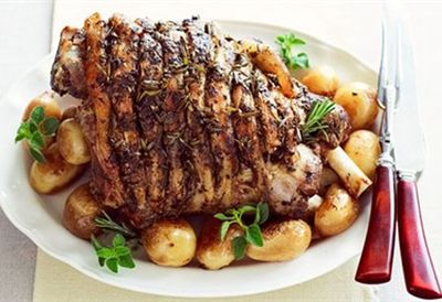 Greek-style roast lamb with potatoes