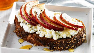 Recipe: <a href="http://kitchen.nine.com.au/2017/07/03/13/31/pear-ricotta-toast" target="_top">Pear and ricotta toast</a><br />
<br />
More: <a href="http://kitchen.nine.com.au/2016/07/26/09/34/healthy-snacks-for-in-between-meal-cravings" target="_top">healthy snack ideas</a>