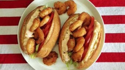 Recipe:&nbsp;<a href="http://kitchen.nine.com.au/2016/06/06/12/39/shrimp-poboy-with-chilli-mayo" target="_top">Shrimp Po'boy with chilli mayo</a>