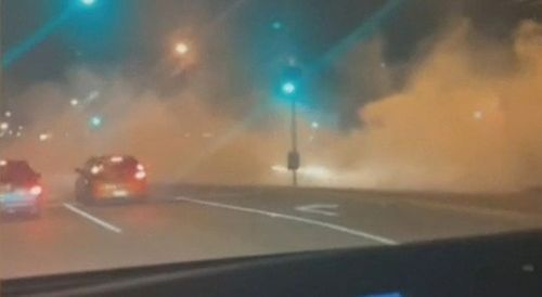 Four people have been hospitalised after a fiery crash on a suburban street west of Brisbane.Police are now investigating whether dangerous driving played a part in the collision.. as hooning videos emerge on social media.