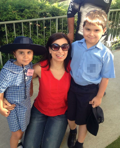 Jo Abi with her children Caterina and Giovanni when they attended primary school.