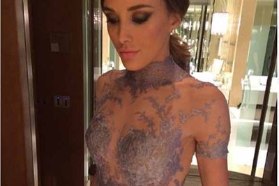 Bec Judd, the queen of the red carpet, gave this sneak peak of her dress. Look at that detail! We can’t wait to see it all.