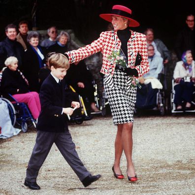 SANDRINGHAM, UNITED KINGDOM - DECEMBER 23 1990:  Princess Diana With Prince William At Sandringham After The Christening Of Her Niece  (Photo by Tim Graham Photo Library via Getty Images) 1990