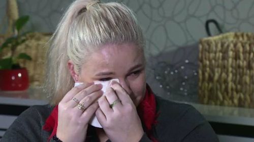 Ms McDonald becomes emotional describing the final threat her ex-boyfriend made to security guards attending her in hospital. Picture: 9NEWS