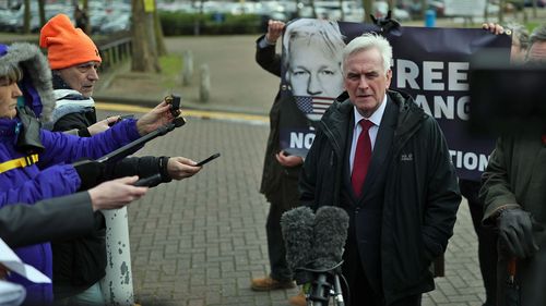 Shadow Chancellor John McDonnelll outside HMP Belmarsh in London, where he is visting Wikileaks founder Julian Assange ahead of his court battle against extradition to the US which is expected to open on Monday.. Picture date: Thursday February 20, 2020.