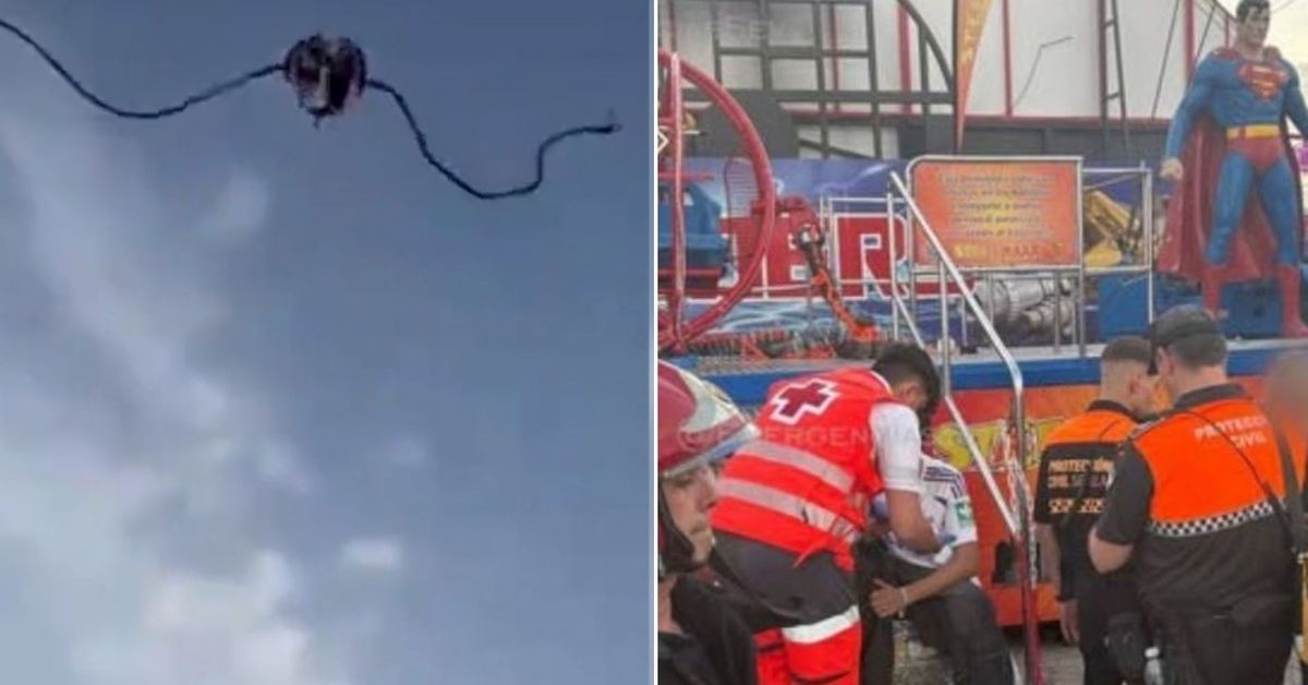 Children rescued when slingshot ride snaps mid air