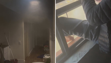 Detainees have jumped from a two-storey building by kicking open glass windows and landing on a mattress after a fire broke out at an immigration detention centre in Sydney&#x27;s west.