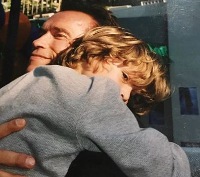 Joseph Baena with his dad, Arnold Schwarzenegger.