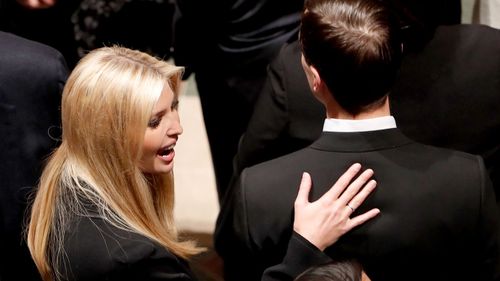 Ivanka Trump and her husband Jared Kushner arrive for the funeral services for former United States President George H. W. Bush.