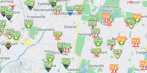 Prezzi del diesel a Sydney, in Australia, il 23 aprile