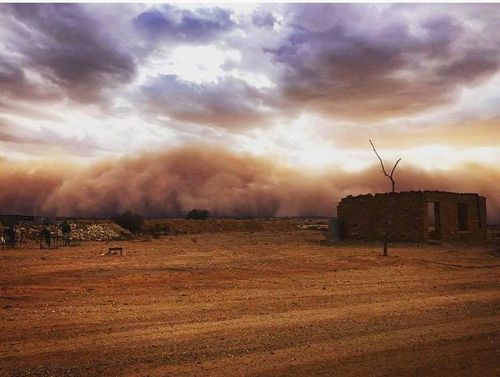 The towering wall of dust showed just how dry the land is.