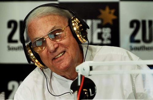 John Laws announcing his retirement in 2007 while at Sydney radio station 2UE. This obviously did not last. (AAP)