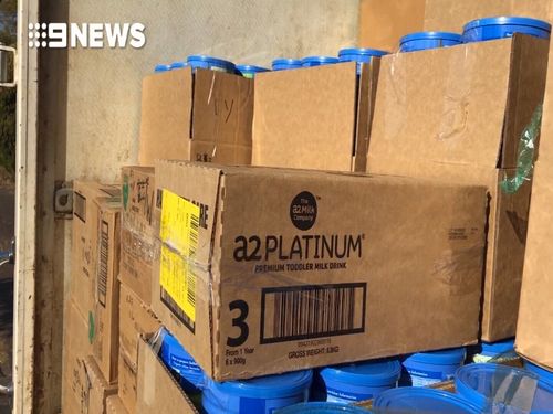 More than 4000 tins of formula were found in the search.