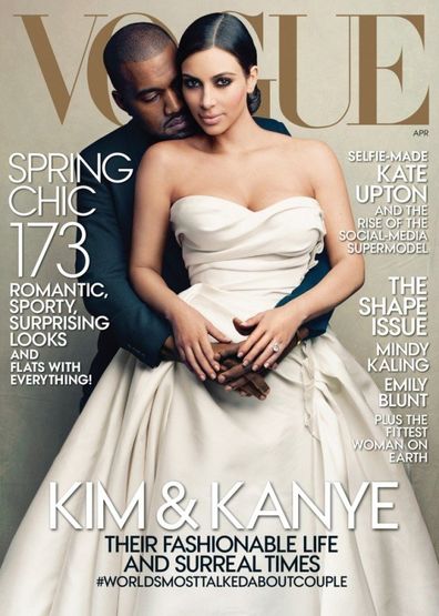 Kim Kardashian, Kanye West, relationship timeline, Vogue magazine cover, 2014