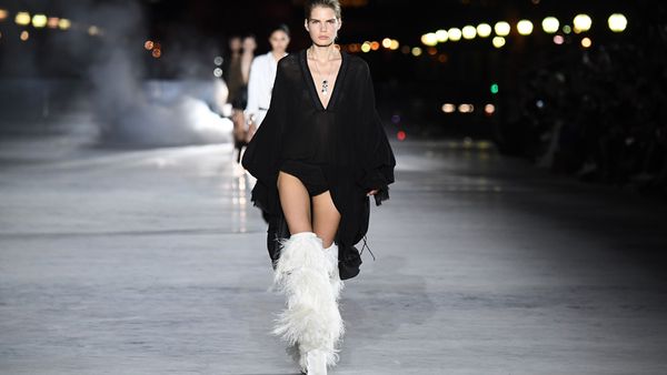 Saint Laurent Yeti Feather Over The Knee Boots