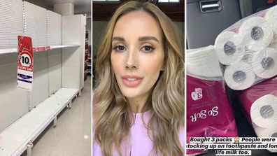 Bec Judd, Coles, supermarket, shelves, empty, toilet paper