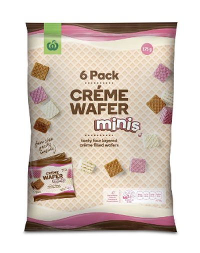 Woolworths Crème Wafer Minis 6 Pack - 11.5 grams