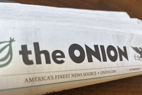 A copy of the satirical newspaper The Onion