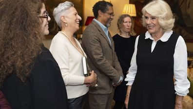 Queen Camilla talks with Charlotte Wood