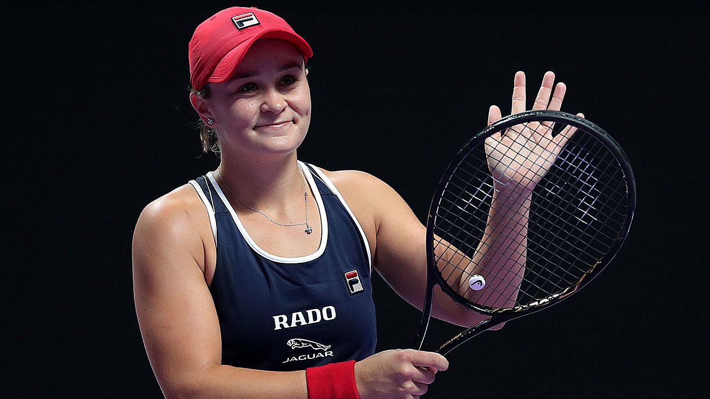 Ashleigh Barty of Australia celebrates match point against Petra Kvitova