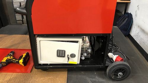 When an x-ray of the welding machines revealed anomalies in the cargo, border force officers removed a panel from one piece of machinery and found an electronic safe.