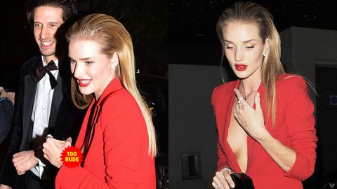 Pop Goes The Pantsuit Rosie Huntington Whiteley Has A Nipple Slip