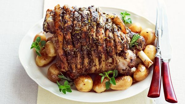 Greek-style roast lamb with potatoes