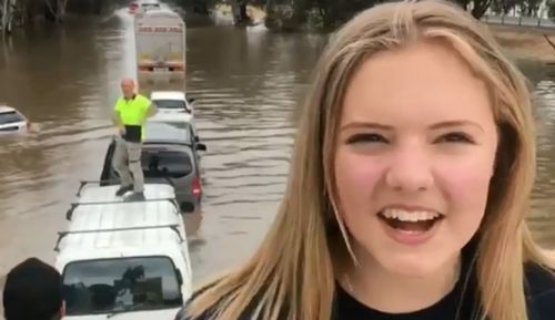 Destiny McPhail, 16, was travelling with her family from Wangaratta to Wodonga for work when the torrential rain struck near Byawatha in Central Victoria.

