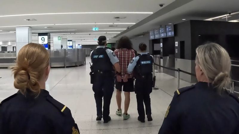 Dog detects drugs at airport as three men charged | Nine.com.au