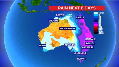 The radar is showing rain is on its way to the eastern states over the next week. 