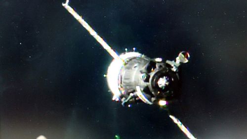  The Soyuz MS-03 spacecraft approaches the International Space Station. (AFP / NASA TV)