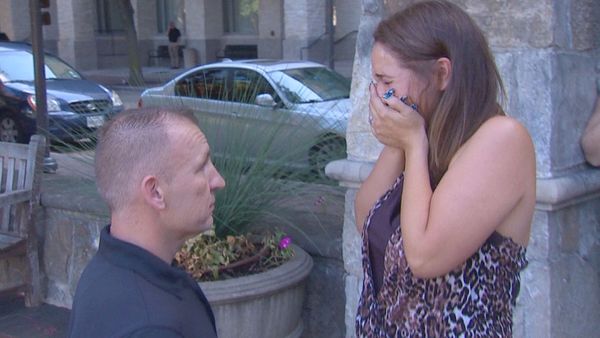 A couple have finally gotten engaged after their lost luggage was returned with the ring inside