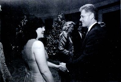 Monica Lewinsky meeting President Bill Clinton at a White House function.