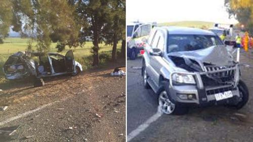 The cars at the scene of the crash where Troy Logan stopped to help.