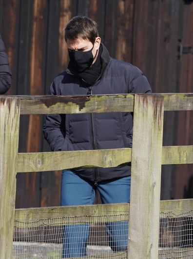 Tom Cruise is seen on the set of a new Mission Impossible film on April 21, 2021 in Yorkshire, England.