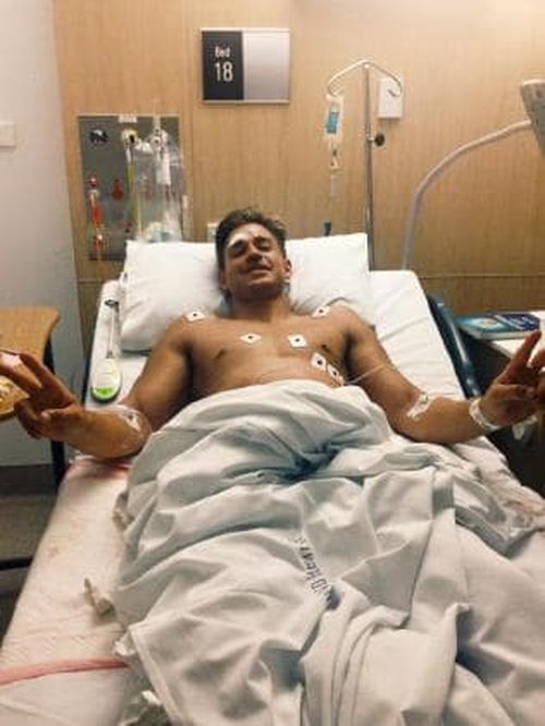 Sam Wallace recovering in hospital in 2015.