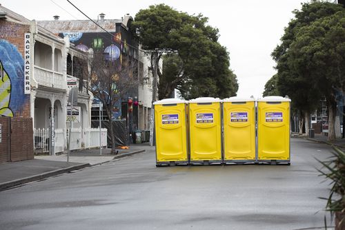 A handful of toilets have been provided for the people participating in the nude photo shoot. Picture: AAP