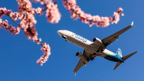 An Alaska Airlines plane. 