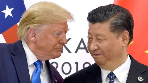 President Donald Trump, left, meets with Chinese President Xi Jinping  on the sidelines of the G-20 summit in Osaka, Japan.