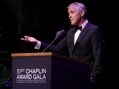 NEW YORK, NEW YORK - APRIL 27: George Clooney speaks onstage during the 51st Chaplin Award Gala honoring George Clooney at Alice Tully Hall, Lincoln Center on April 27, 2026 in New York City.  (Photo by Michael Loccisano/Getty Images for FLC)