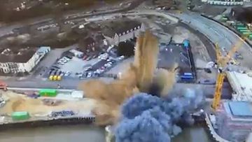 Drone footage captured the moment the bomb went off.