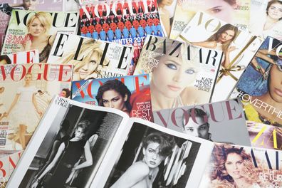 Pile of women's magazines.