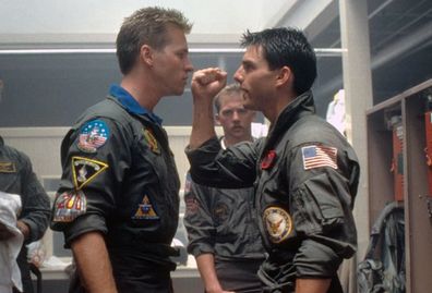 Tom Cruise and Val Kilmer on Top Gun.