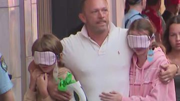 One father was seen covering his children&#x27;s eyes as he led them away from ﻿what was unfolding while another father grabbed his daughter and hid in the Cotton On Kids store.