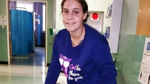 Tanaya Pichugin-Falciani pictured during her recovery in hospital in 2016.