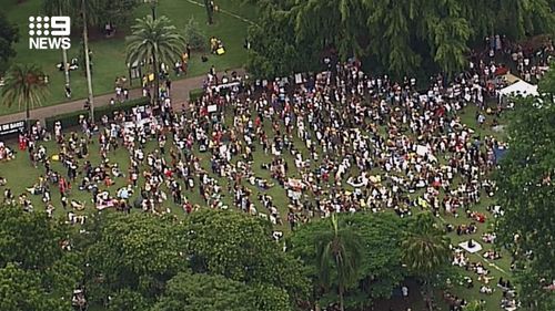 There were large crowds in the Botanic Gardens in the city.