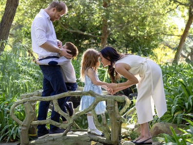 Prince Harry and Meghan, the Duke and Duchess of Sussex, with their children Prince Archie and Princess Lilibet, pictured for their 2025 Christmas card.