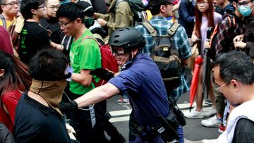 Police and protesters clash in Hong Kong. (Getty Images)