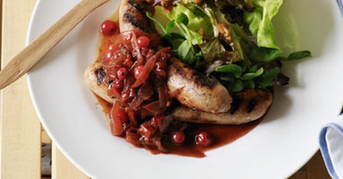 Sausages with redcurrant & red onion relish - 9Kitchen