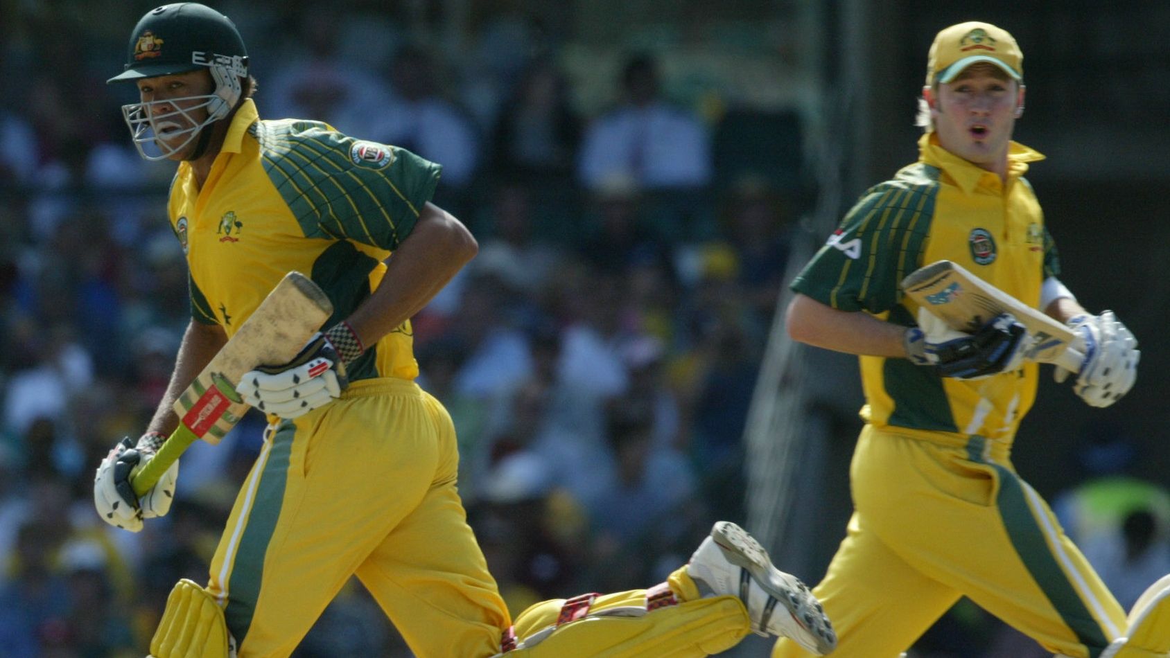 Andrew Symonds and Michael Clarke bat together for Australia. 
